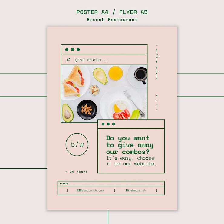 Free PSD brunch restaurant template poster