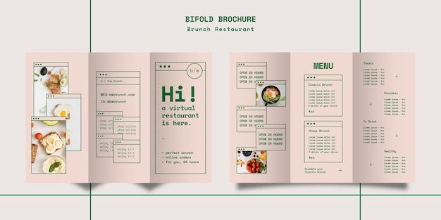 Free PSD brunch restaurant trifold brochure template