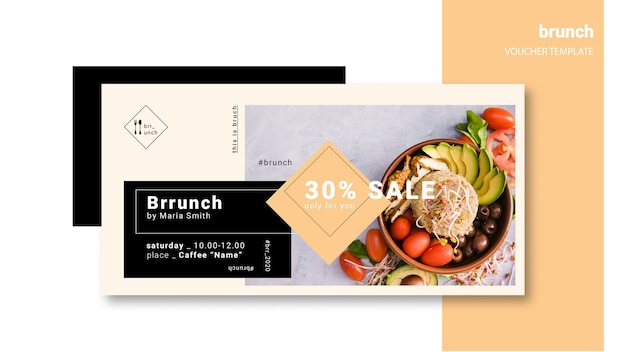 PSD gratuito modello del buono per il brunch con sconto