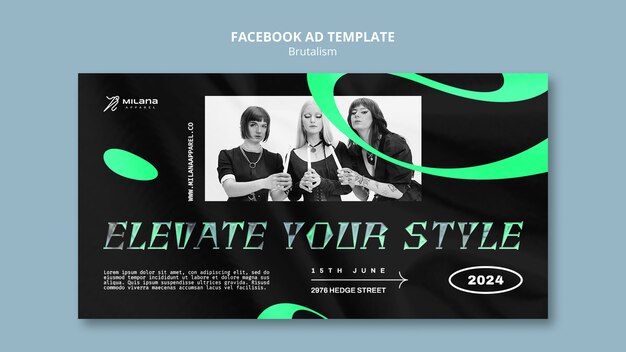 Free PSD brutalism concept facebook template