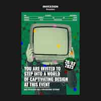 Free PSD brutalism concept invitation template