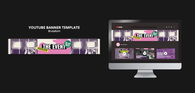無料PSD 残忍なコンセプトの youtube バナー