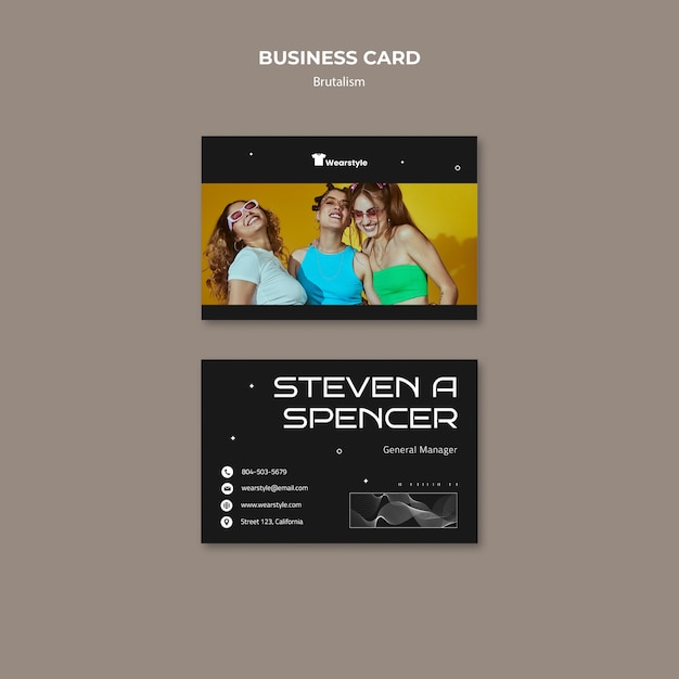 Brutalism Style Business Card Template – Free PSD Download