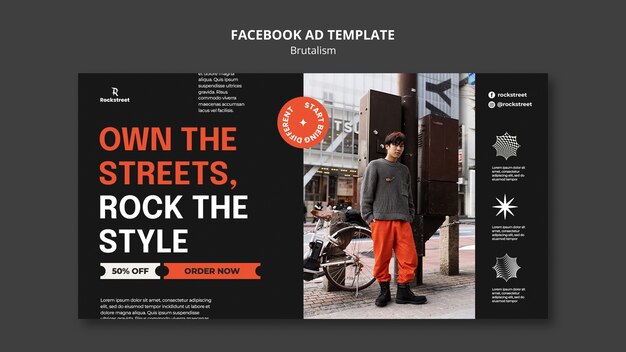 Free PSD brutalism style  facebook template