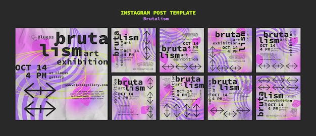 Modello di post instagram in stile brutalismo