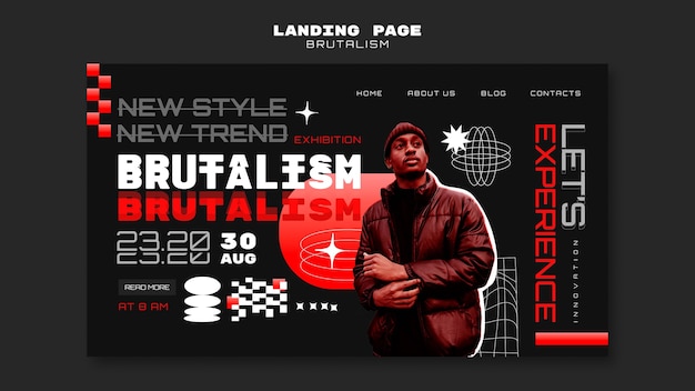 Free PSD brutalism style landing page template