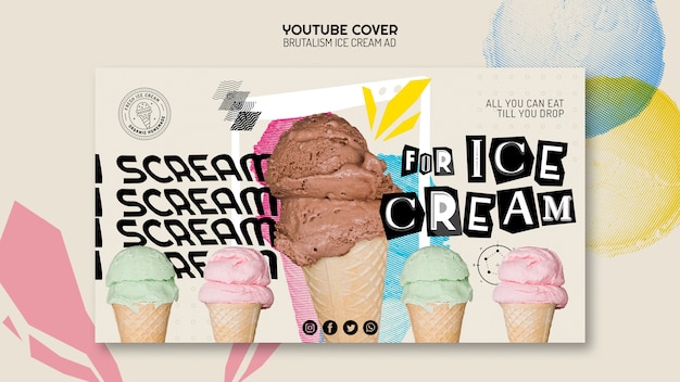Brutalism style youtube cover template