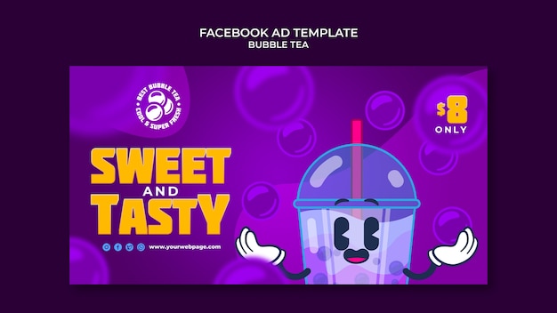 Bubble tea facebook ad template design