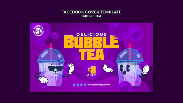 Free PSD bubble tea facebook cover template design