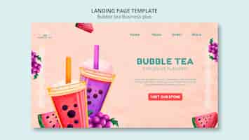 Free PSD bubble tea landing page template design