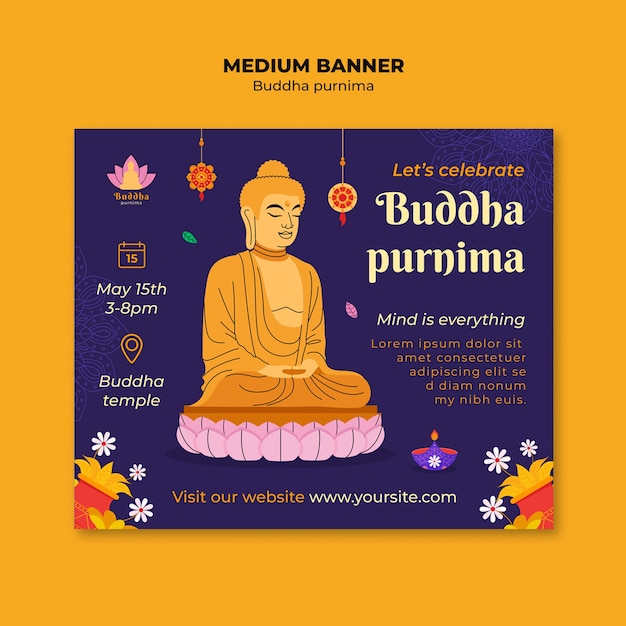 Free PSD buddha purnima template design