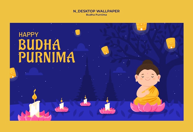 Free PSD buddha purnima template design