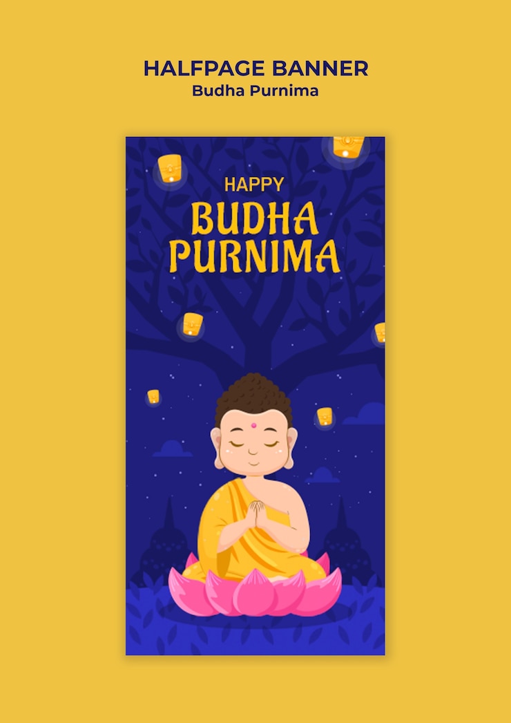 Free PSD buddha purnima template design