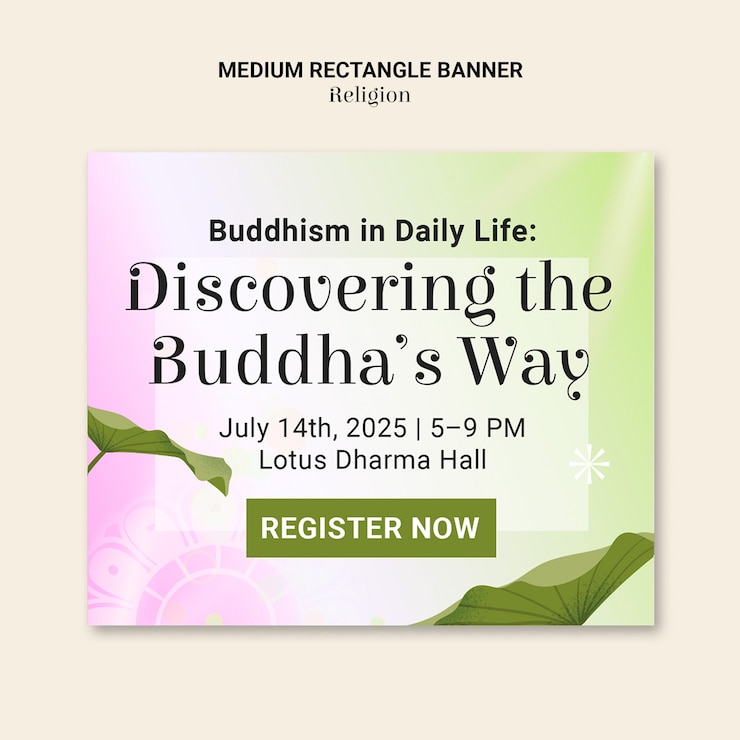 मुफ़्त PSD buddhism in daily life: discovering the buddha's way banner