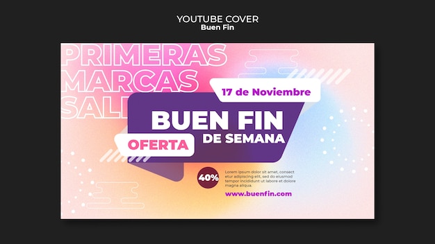 Modello di copertina per youtube dell'evento buen fin