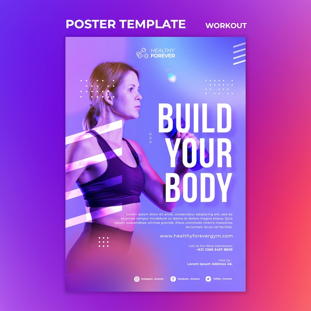 PSD gratuito costruisci il tuo modello di poster del corpo