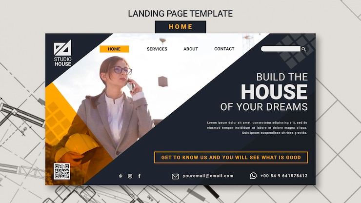 Free PSD building your own home landing page