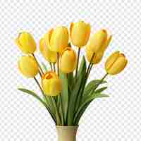 Free PSD bunch of yellow tulips isolated on transparent background