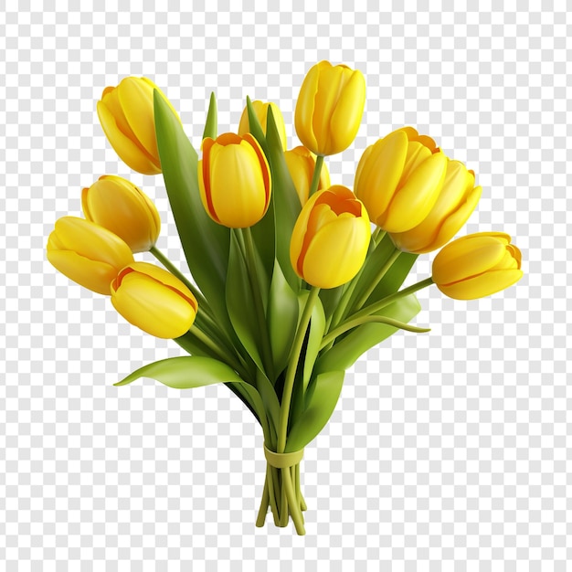 Free PSD bunch of yellow tulips isolated on transparent background