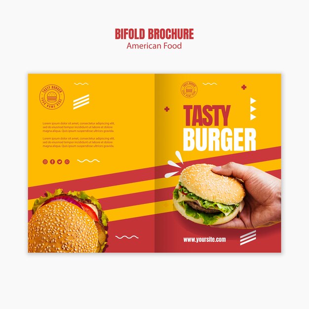 PSD gratuito modello di brochure bifold cibo americano burger