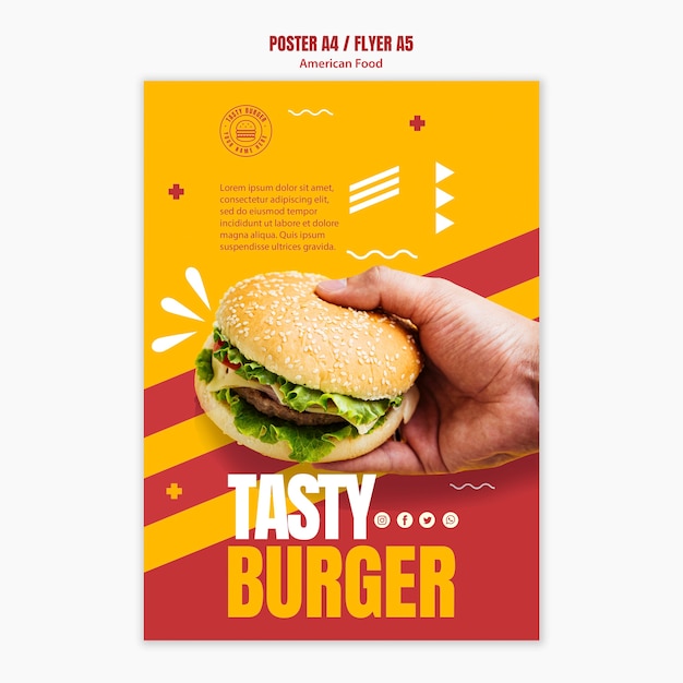 PSD gratuito modello di volantino cibo americano hamburger