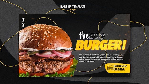 PSD gratuito burger banner modello di concetto