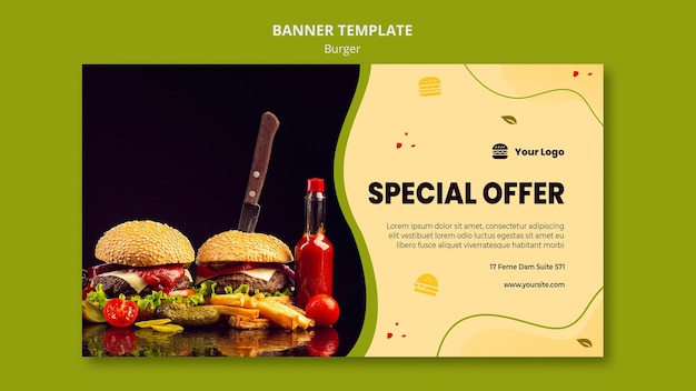 PSD gratuito modello di banner di hamburger