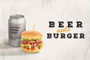 PSD gratuito burger and beer mock-up