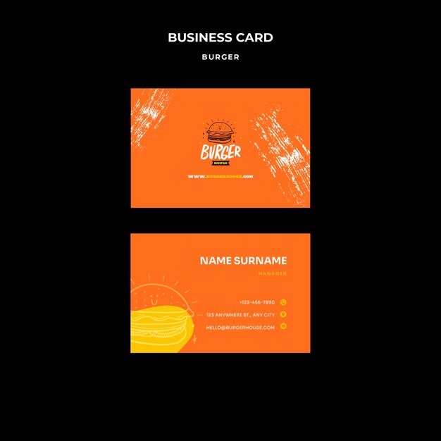 Burger business card template design