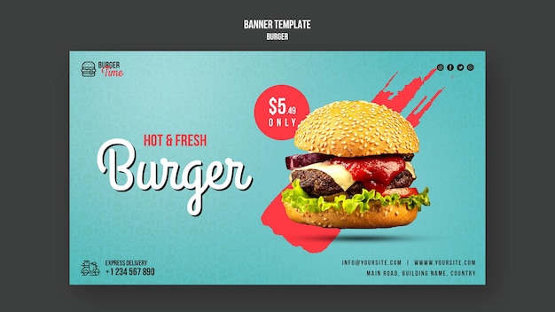 PSD gratuito modello di banner concetto di hamburger