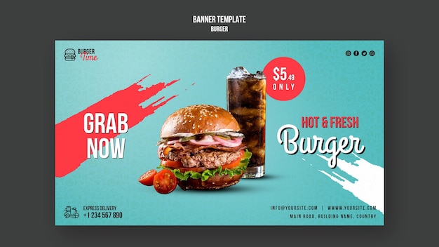 PSD gratuito modello di banner concetto di hamburger