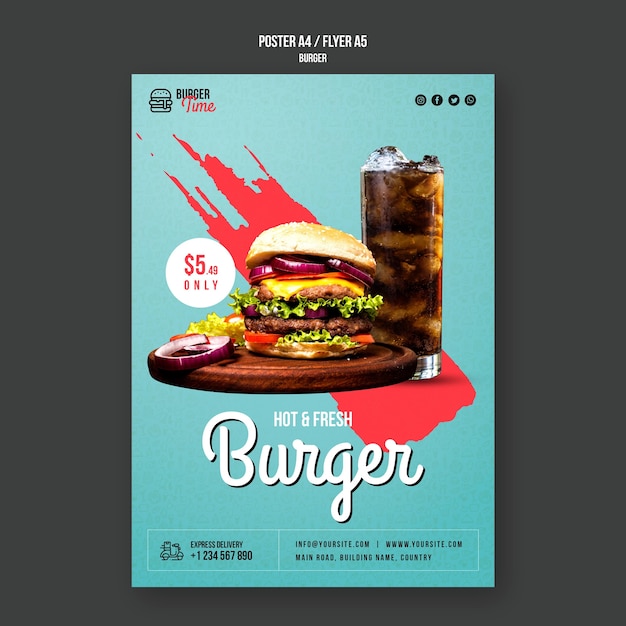 Free PSD burger concept flyer template