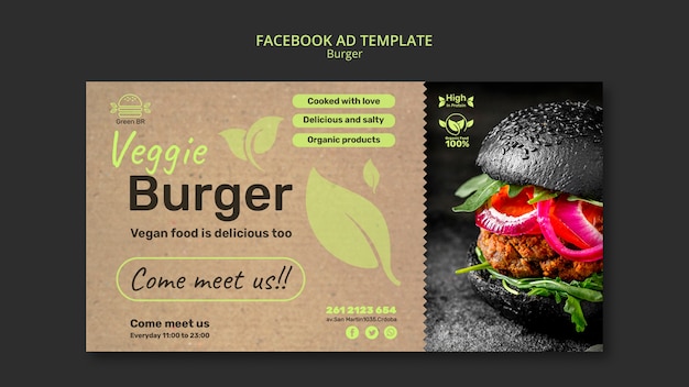 PSD gratuito progettazione del modello di annuncio facebook di hamburger