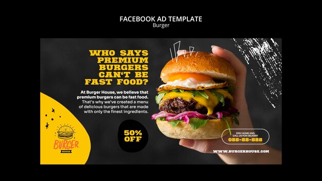Дизайн шаблона рекламы burger facebook