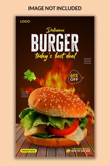 ハンバーガーフードメニューinstagramストーリーテンプレートデザイン