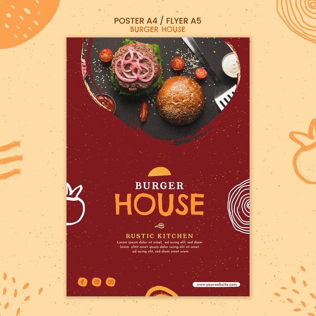 PSD gratuito modello di volantino di burger house