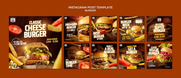 Burger instagram post template design