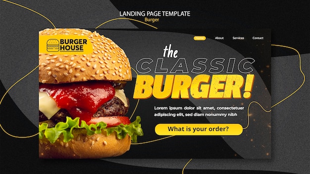 PSD gratuito pagina di destinazione dell'hamburger