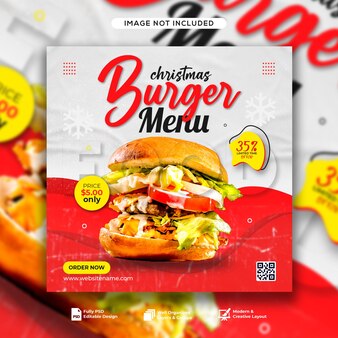 Burger menu social media post banner