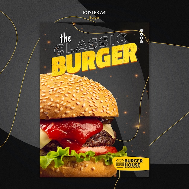 PSD gratuito tema del modello di poster di hamburger