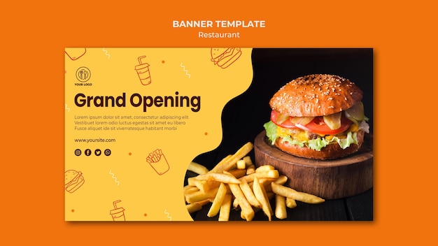 PSD gratuito modello di banner ristorante hamburger