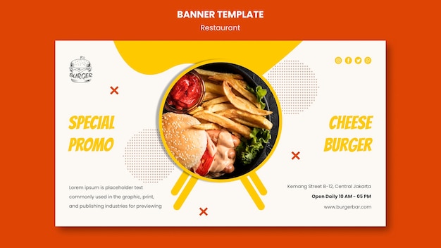 PSD gratuito modello di banner ristorante hamburger