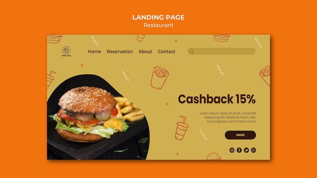 Шаблон целевой страницы ресторана Burger
