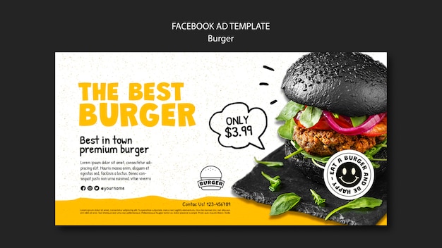 Burger restaurant social media promo template