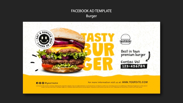 Free PSD burger restaurant social media promo template