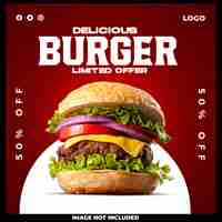 Free PSD burger social media post design