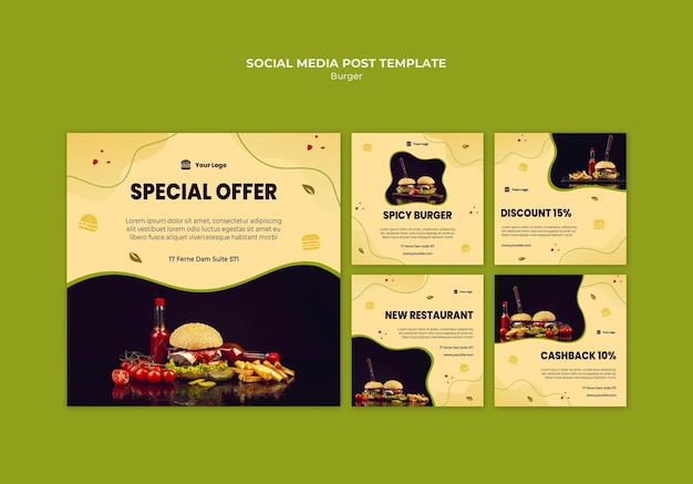 Burger social media post template