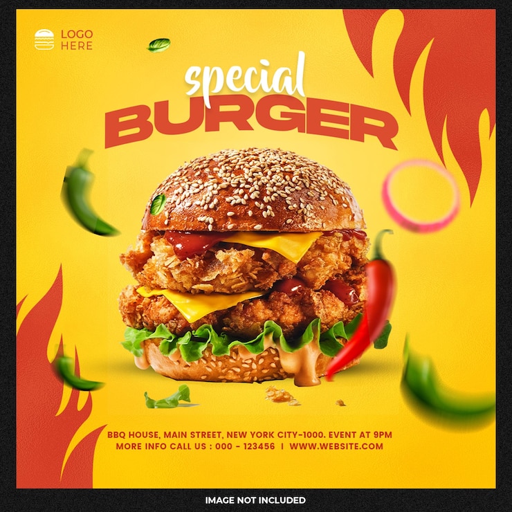 Free PSD burger social media template