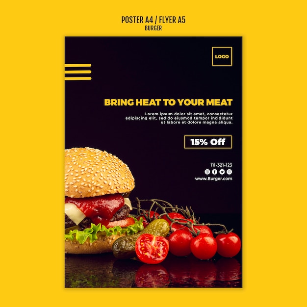 Free PSD burger template poster