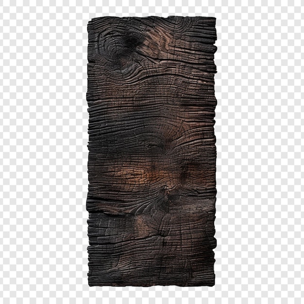 Бесплатный PSD Сгорела деревянная доска, изолированная на прозрачном фоне